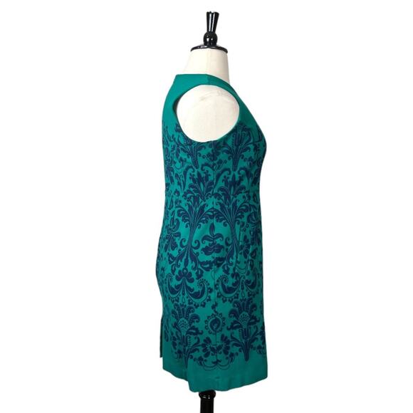 Lands End Dress Ponte Knit Sheath Pockets Sleeveless Green Blue Women’s Size 16P - Picture 3 of 11
